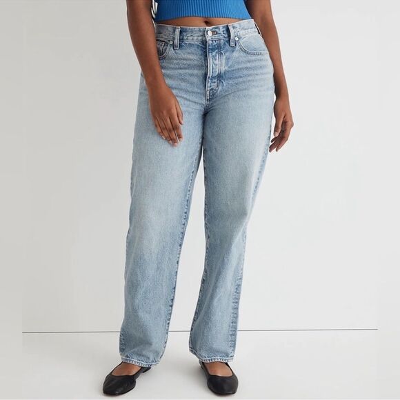 Madewell NWT Distressed Low-Slung Straight Jeans Size 33 in Olvera Wash - Picture 1 of 11